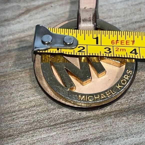 MK Michael Kors large gold tone keychain purse bag charm tan leather heritage - Picture 8 of 9